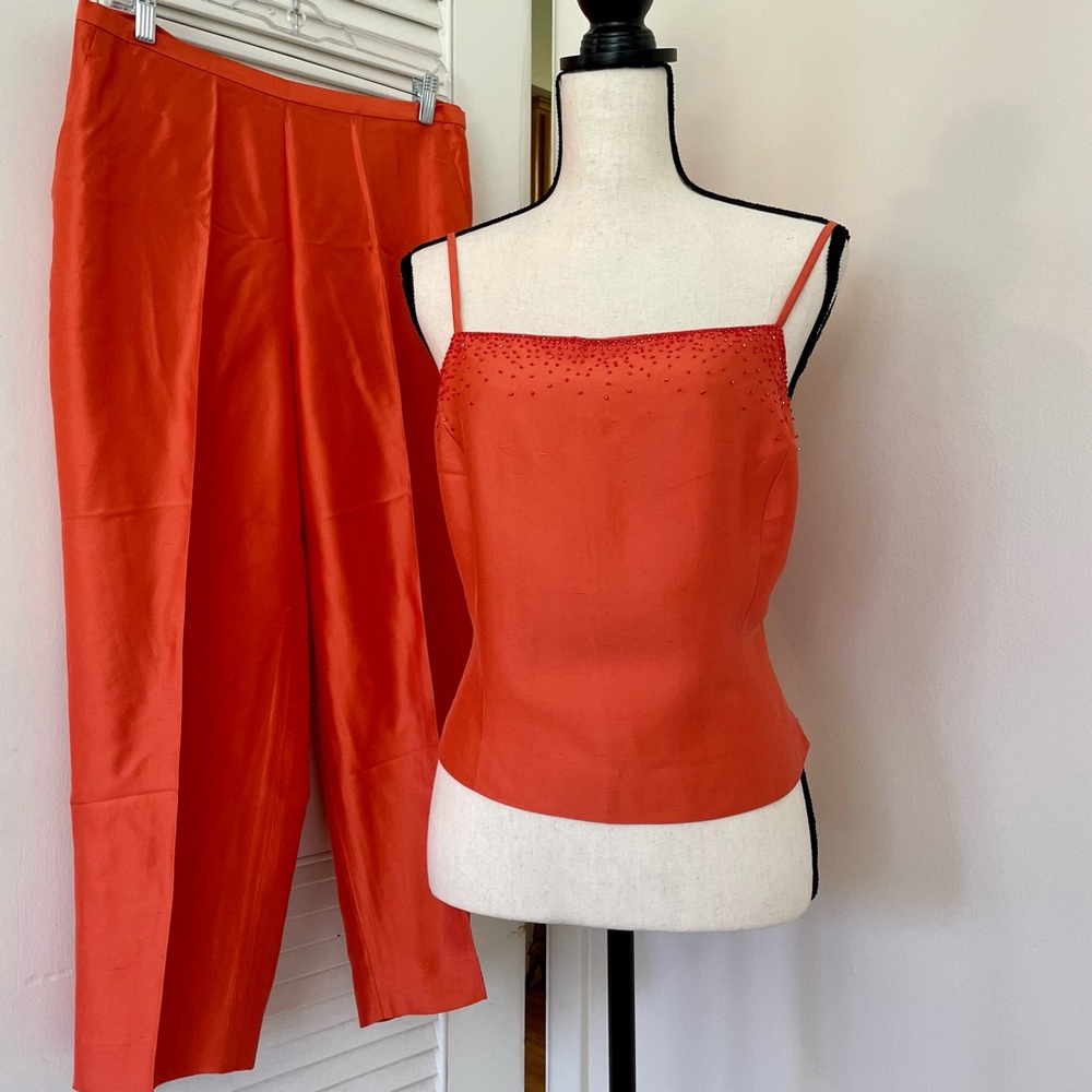 SOLD :: Vintage Y2K Co Ord Silk Pants Set